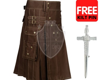 SCOTTISH UTILITY KILT, Made to Order Men's Working Utility kilt, Heavy Duty Adjustable Cotton Active Men utility kilt