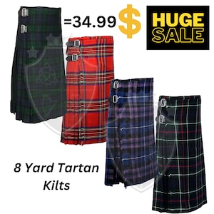 Premium - Handgemaakt - Schotse 8 Yard Tartan Kilt - 16 Oz Acryl Traditionele Kilt - Kilt Voor Mannen - Aangepaste Maat - 60 Clan Tartan Keuzes - België