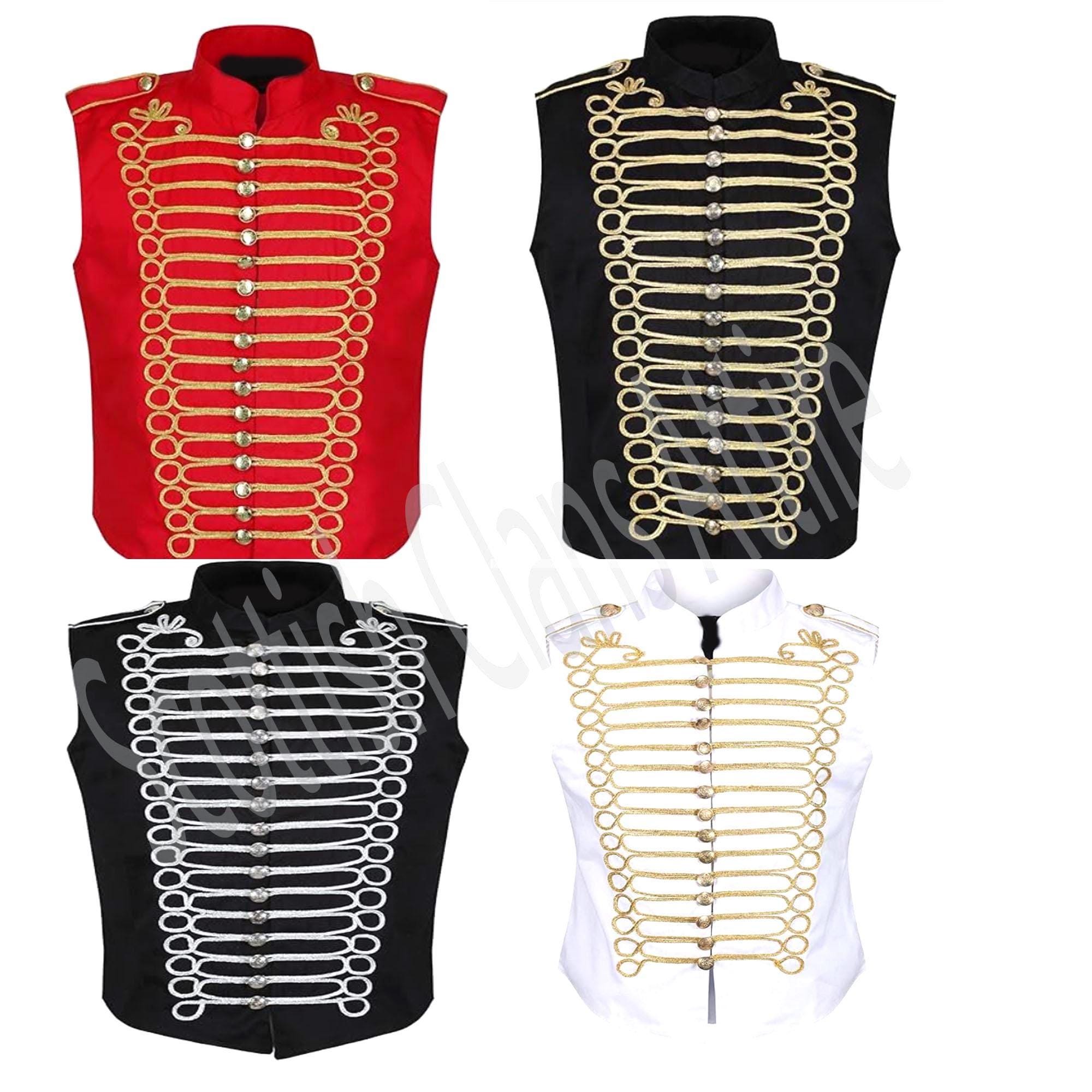 Napoleonic Hussar Vest, Gold Braided Military Waistcoat, Victorian