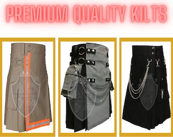 Scottish Kilts for Men, Utility Kilt with Pockets, Modern Tactical Kilt, Adjustable Waist Kilt, Casual Highland Wear, Six Designs