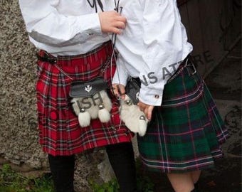 Kilt écossais traditionnel des Highlands fait main pour enfants, confectionné sur commande.