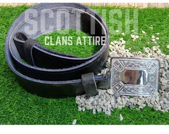 Cinto de kilt escocês, cinto de couro tradicional das Terras Altas, vestuário formal e casual para kilt