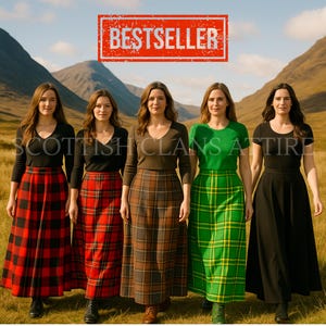 Tartan Maxi Skirt – Pleated Wool Blend, Traditional Scottish Plaid Skirts, Floor-Length Maxi Skirt