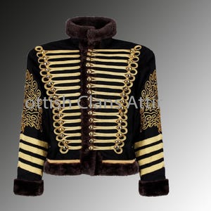 18th Century Black Napoleon Hussar Jackets, Custom made Cavalry Coats, Military Uniform Tunic Pelisse Jimi Hendrix Jacket, Hussar Jackets