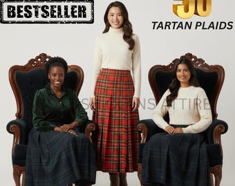 Tartan Wool Maxi Skirt, Scottish Plaid Full Length Skirt, Vintage Highland Wear, Full length Hostess Maxi skirt