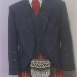 Veste kilt en laine à motifs de losanges faite main pour hommes, veste kilt pour tenue de mariage écossais, veste kilt à losanges du XVIIe siècle avec gilet 5 boutons