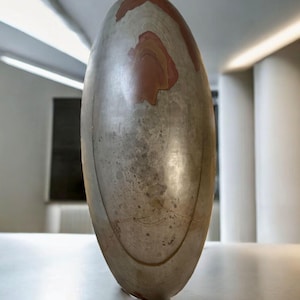 Giant Green Shiva Lingam Stone: Sacred Narmada River Stone, Hand-Polished