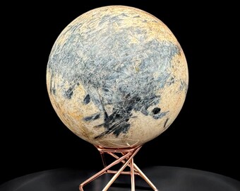 Blue Kyanite Quartz Sphere: Hand-Polished Crystal Decor with Display Stand