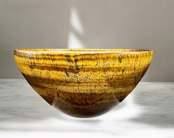 Handcrafted Tiger's Eye Crystal Bowl: Healing Gemstone Decor, 4"
