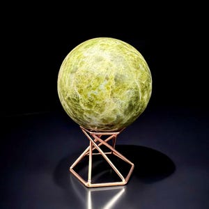 Hand-Carved Vesuvianite Crystal Sphere with Display Stand