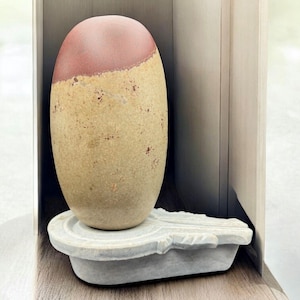 Handcrafted Narmada Shiva Lingam Yoni Set: Sacred Hindu Altar Stone