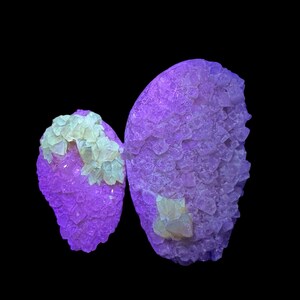 Ultraviolet Fluorescent Calcite Cluster, Pair of Two Ultraviolet Fluorescent Calcite Cluster
