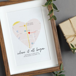 DIGITAL DOWNLOAD Where It All Began Print | Where We Met Print | Custom Map Print | Couple's Gifts | Anniversary Gift | Valentine's Gift