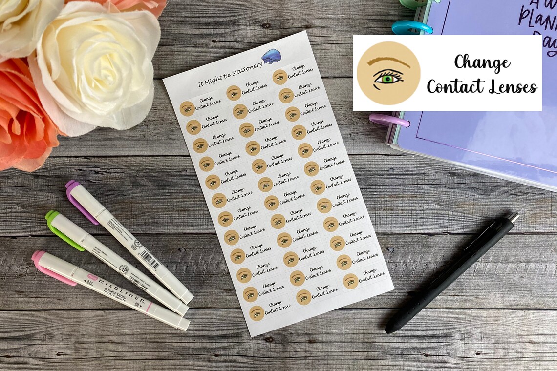Contact Lenses Reminder Stickers Etsy