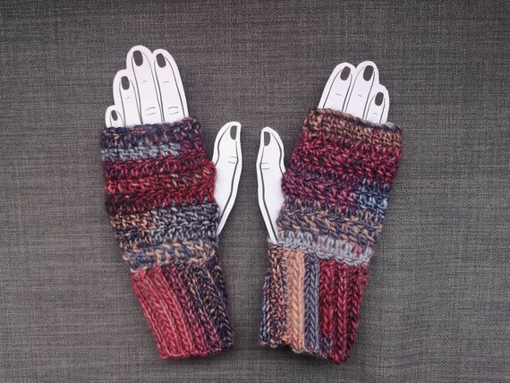 Fingerlose Handschuhe aus ombre multicolour Wolle, für Herbst / Herbst oder  Winter, Fäustlinge, mits Handaccessoires