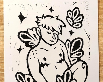 Transman Linocut