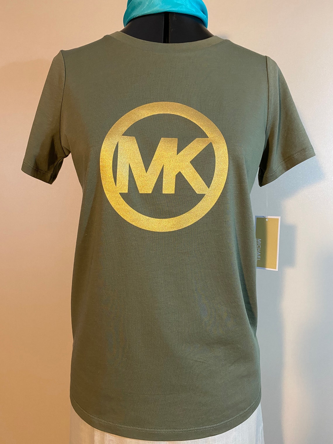 Womens T-shirt Michael Kors army green size-XS and size-M. | Etsy