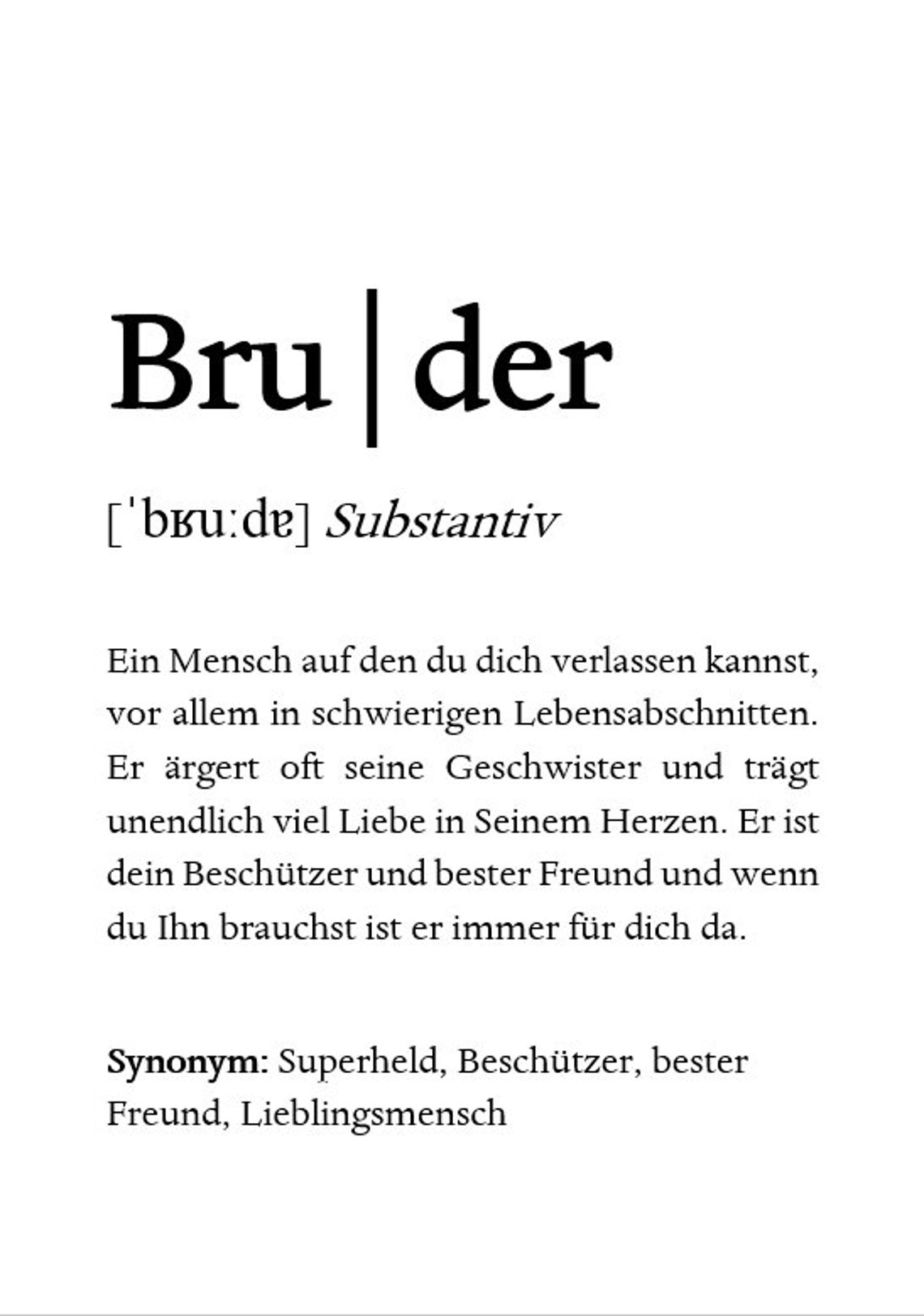 Poster BRUDER Definition Duden Birthday | Etsy