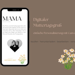 Carte de vœux/carte de fête des mères numérique de dernière minute, personnalisable, design moderne - téléchargement instantané, édition gratuite avec Canva