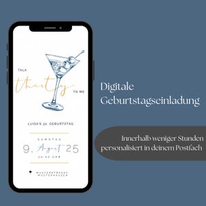 Invito di compleanno digitale - Parlami trenta | design moderno | Bicchiere da aperitivo | invito per il 30° compleanno