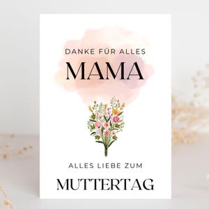 Elegante biglietto per la festa della mamma | Biglietto di auguri per la festa della mamma | GRAZIE Mamma | con fiori in formato DIN A6