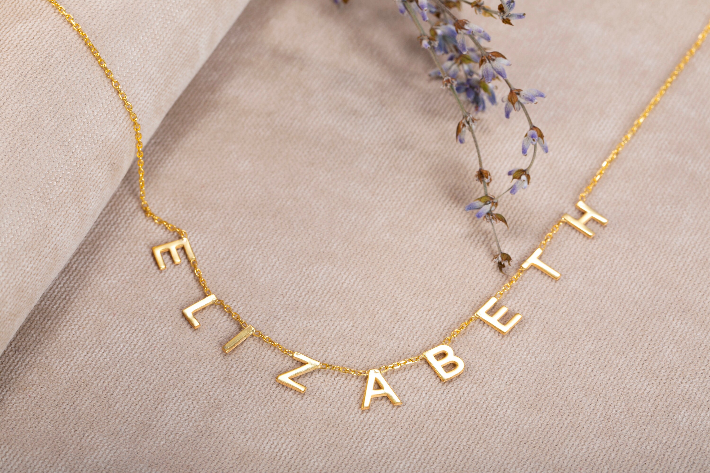 Personalized Letter Necklace, Custom Name Necklace, Spaced Letter