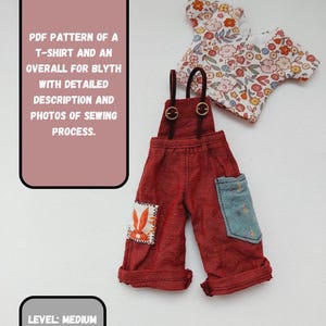 Puede incluir: Patrón PDF para una camiseta y un mono para una muñeca Blythe. El patrón incluye instrucciones detalladas y fotos del proceso de costura. Nivel: Medio. Descarga rápida. PATRÓN PDF.