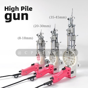 Pistola per tufting a pelo lungo DUO Pro \ Pile rosa tagliate e ad anello \ Macchina per tufting 2 in 1 \ Strumenti per tufting di tappeti fatti a mano \ Macchina per tufting a pelo lungo