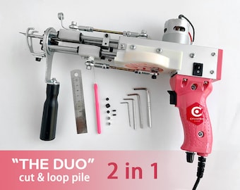 THE DUO  Cut & Loop Pile Tufting Gun \ 2 in 1 Tufting Machine \ Carpet Tufting Tools \ Pink Color Machine