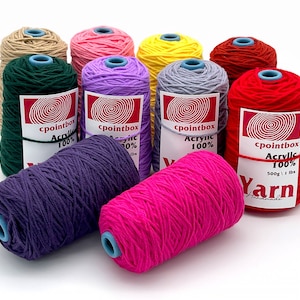 Filato per tufting da 1000 g \ 2,2 libbre, colore n. 1-70, filato per tufting a 8 capi con coni per pistola per tufting / ago per punzonatura Filato acrilico filato per tappeti fatto a mano