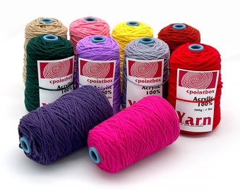 1000g \ 2,2 livres Tufting Yarn #1-70 couleur, 8 plis Tufting Yarn avec cônes pour Tufting gun / Punch needle Acrylic Yarn handmade rug yarn