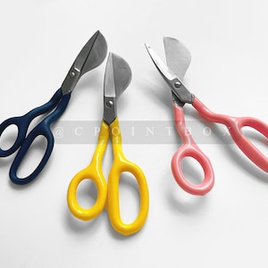 7“ Duckbill Scissors for Tufting Carpet，Blue\Pink\Yellow Duckbill Napping Shears for Handmade Rug