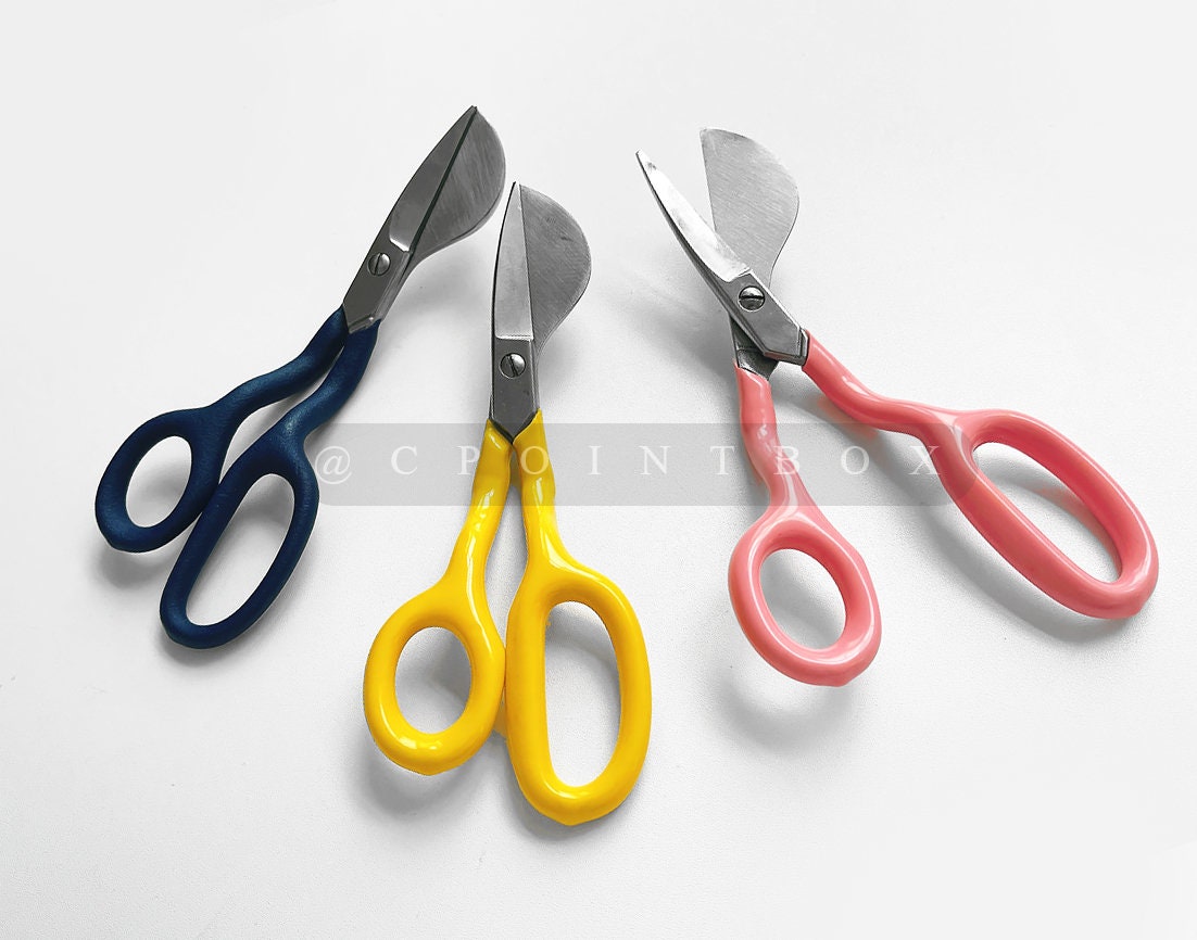 7“ Duckbill Scissors for Tufting Carpet，Blue\Pink\Yellow Duckbill Napping Shears for Handmade Rug