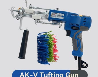New AK-V Silent Tufting Gun Cut Pile Loop Pile Tufting Gun + 150x150cm Tufting Cloth With Yellow\Green Guidelines Set \ Tufting Machine Kit