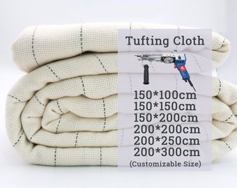 60 In\1.6 Yard\150cm Tufting Cloth, Monks Cloth With Green Guidelines For Tufting Gun Tufting Fabric