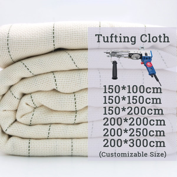 60 In\1.6 Yard\150cm Tufting Cloth, Monks Cloth With Green Guidelines For Tufting Gun Tufting Fabric