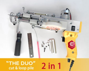 THE DUO  Cut & Loop Pile Tufting Gun \ 2 in 1 Tufting Machine \ Carpet Tufting Tools \ Yellow Color Machine