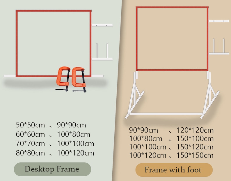 12 Size Tufting Frame with foot for Tufting Gun Desktop Frame Trong and Stable Wood frame for Rug Tufting imagem 2