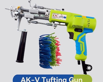 New AK-V Silent Tufting Gun Cut Pile Loop Pile Tufting Gun + 150x150cm Tufting Cloth With Yellow\Green Guidelines Set \ Tufting Machine Kit