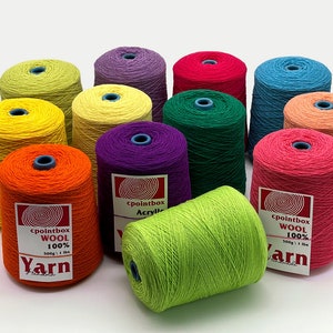 200g \ 0.45 lb 100% Wool Yarn Cones for Tufting gun,Rug Merino Yarns , 80 Color Tufting Yarns Handmade Weaving Crochet Knitting