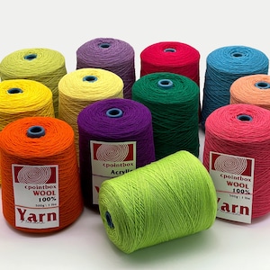 200g \ 0.45 lb 100% Wool Yarn Cones for Tufting gun,Rug Merino Yarns , 80 Color Tufting Yarns Handmade Weaving Crochet Knitting