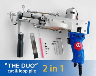 THE DUO  Cut & Loop Pile Tufting Gun \ 2 in 1 Tufting Machine \ Carpet Tufting Tools \ Blue Color Machine