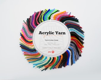 90-Color Acrylic Yarn Sample Card (8-Ply) | Soft Chunky Yarn for Tufting, Blankets, Crochet | Color Swatch Set