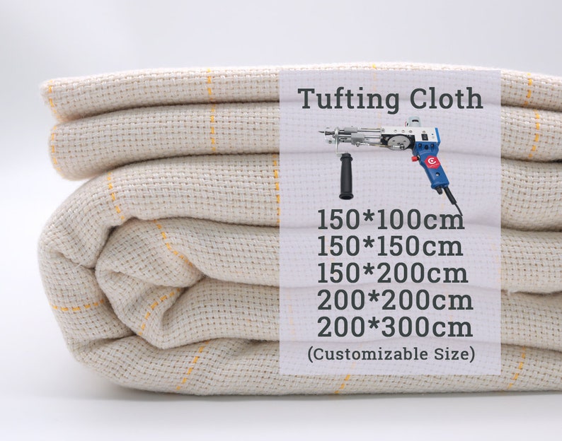 60 In1.6 Yard150cm Tufting Cloth, Monks Cloth With Yellow Guidelines For Tufting Gun Tufting Fabric image 1