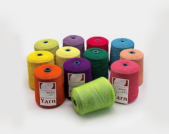 200g \ 0.45 lb 100% Wool Yarn Cones for Tufting gun,Rug Merino Yarns , 80 Color Tufting Yarns Handmade Weaving Crochet Knitting