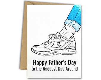 Happy Father's Day Rad-Dad Card, Funny Sneaker Happy Father's Day Card, Dad Jokes Father's Day Card