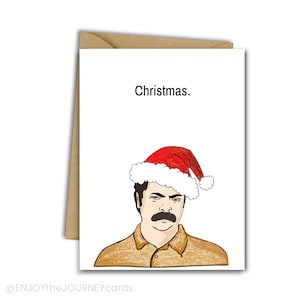 Cartão de Natal de Ron Swanson, Parques e Rec Cartão de Natal engraçado