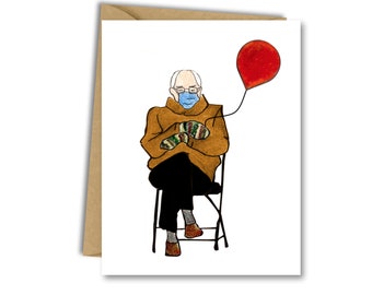 Handmade Bernie Sanders Mittens Birthday Card