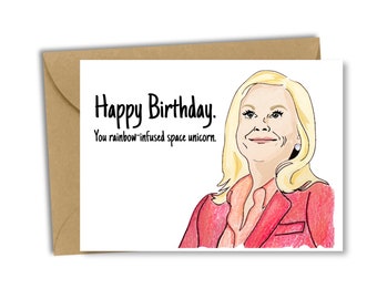 Leslie Knope Quote Birthday Card, Parks and Rec Funny Blank Greeting Card, Leslie Knope Compliments Birthday Card