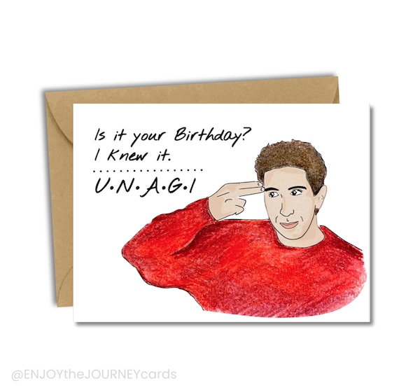 Friends Birthday Card, Ross Geller 'unagi' Birthday Blank Greeting - Main Image